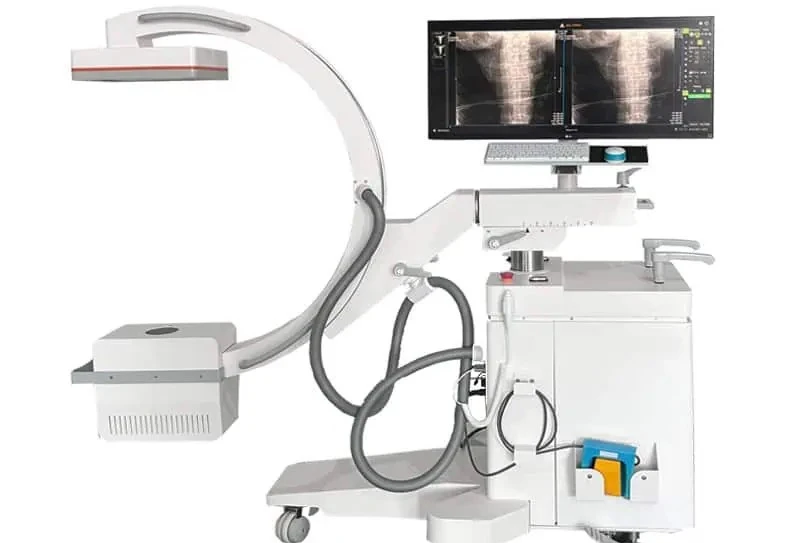 Advanced mobile C-arm X-ray machine with high-resolution imaging for medical diagnostics and surgery.